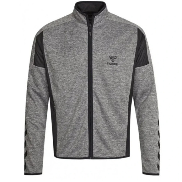 Hummel Mens Classic BEE PHI Gray Grey Black Jacket Track Top Size L Large Zip - Picture 1 of 13